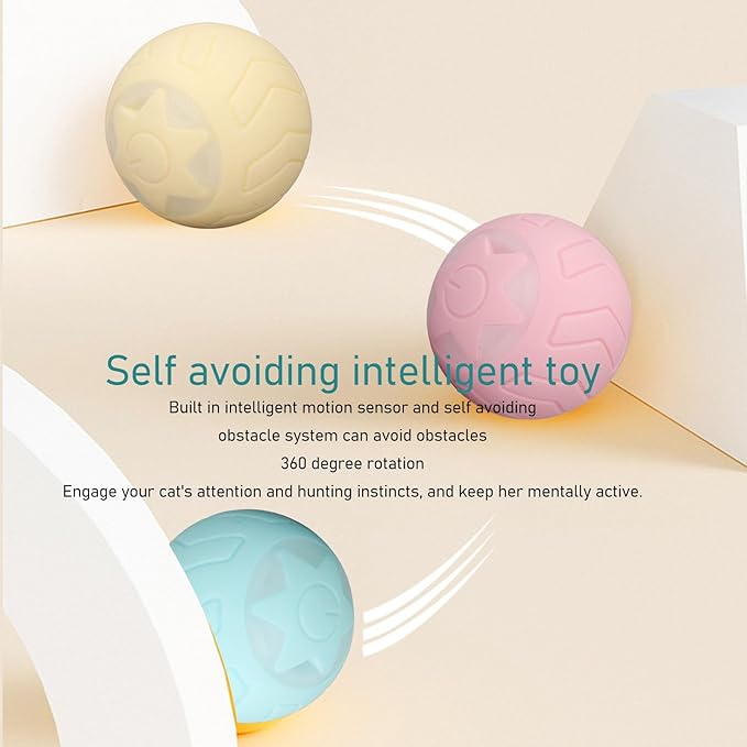 Peppy Pet Ball Automatic Rolling Ball, Interactive Dog Toy with Led Flash Colorful Lights Rechargeable Motion Activat Pet Ball Self Rotating Ball for Cat Dog (Neutral English Packaging)