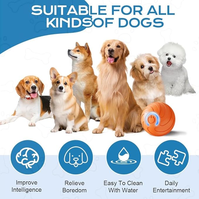 Smart Jumping Ball for Dogs,Duraspin Dog Bouncing Ball,Automatic Rolling,Interactive Bouncing Toys for Small Dogs,Dog, Orange