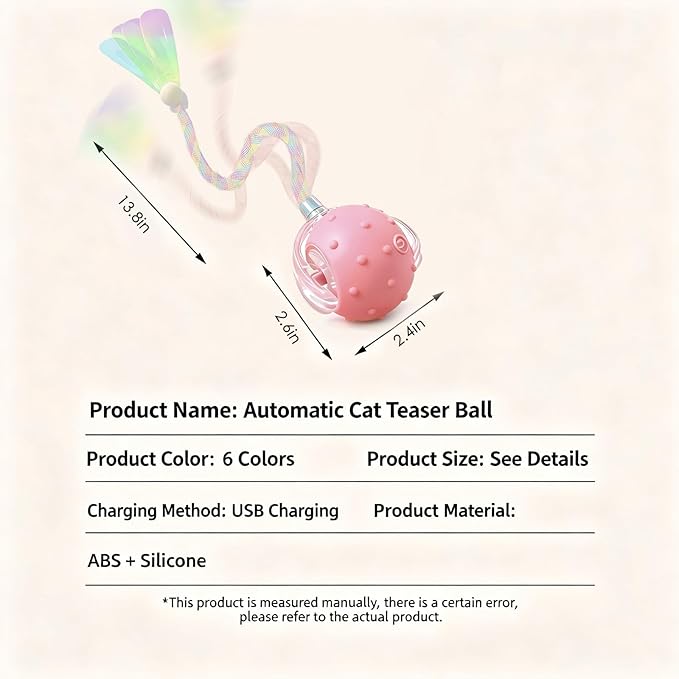 Interactive Cat Toys for Indoor Cats with 3 Tails,Automatic Moving Kitten Toys,Cat Toys for Bored Indoor Adult Cats,Smart Rechargeable Cat Enrichment Toys for Cats to Keep Them Busy, Pet Toy Cat Ball