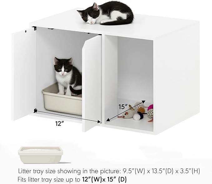 Furinno Peli Litter Box Enclosure, Small, Solid White