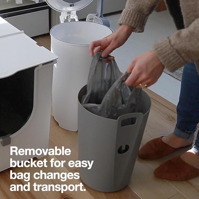 Modkat Premium Litter Keeper - Cat Litter Disposal (Includes Litter Scoop, 2X Bamboo Charcoal Filters, and 10x Recycled Waste Bags (Gray)