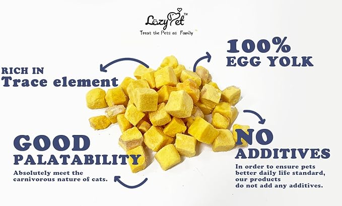 Egg Yolk Treats for Dogs Cats, 100% Pure Single Ingredient Natural Pet Treats, Healthy Grain Free Crunchy Snacks, Supports Skin & Coat, Meal Topper for Training, 4oz