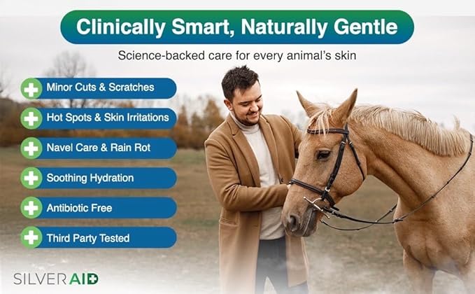 Hot Spot Treatment Gel for Horses Colloidal Silver Wound Care for Cuts, Bites, Rashes, Skin Irritations & Ulcers, Gorse Wound Care Solution, 4.0 Ounces - Vet Recommended & Made in USA