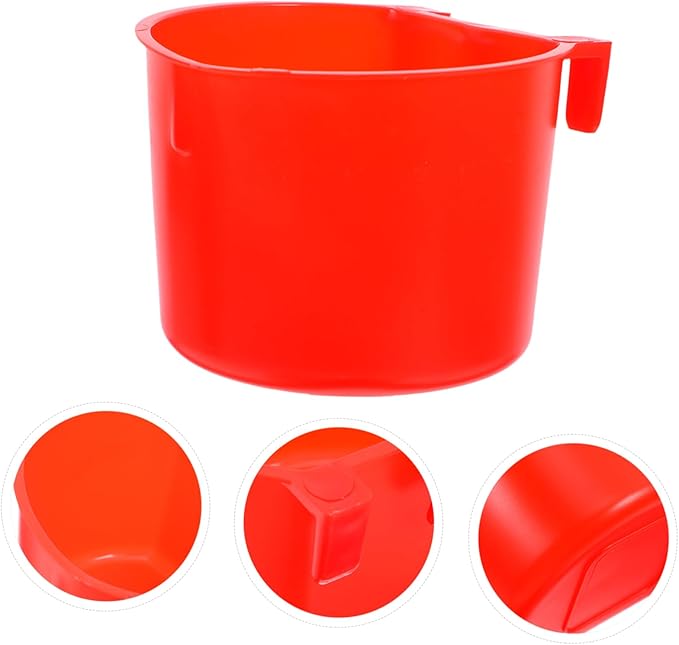 Toyvian 4pcs Hanging Cage Bowls for Small Animals Thickened Plastic Feeding Cups for Birds Rabbits and More Convenient Hanging Design Easy Installation Red