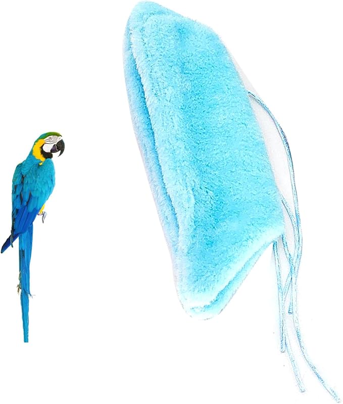 Bird Corner Fleece Warmer, Soft Velveteen Bed for Parrot Parakeet Cockatiel, Lightweight Washable Bird Cage Blanket, Winter Warm Hideaway (Blue)