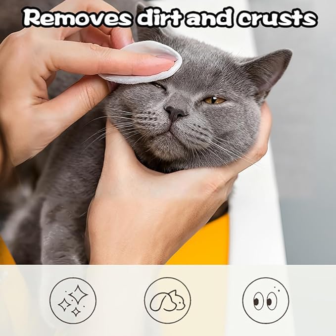 Pet Eye Cleaning Wipes for Dogs & Cats, 100 Count | Tear Stain Cleaning Pads with Aloe Vera & Chamomile, Gentle Formula, Lick-Safe, No-Rinse,Gentle Eye Wipes