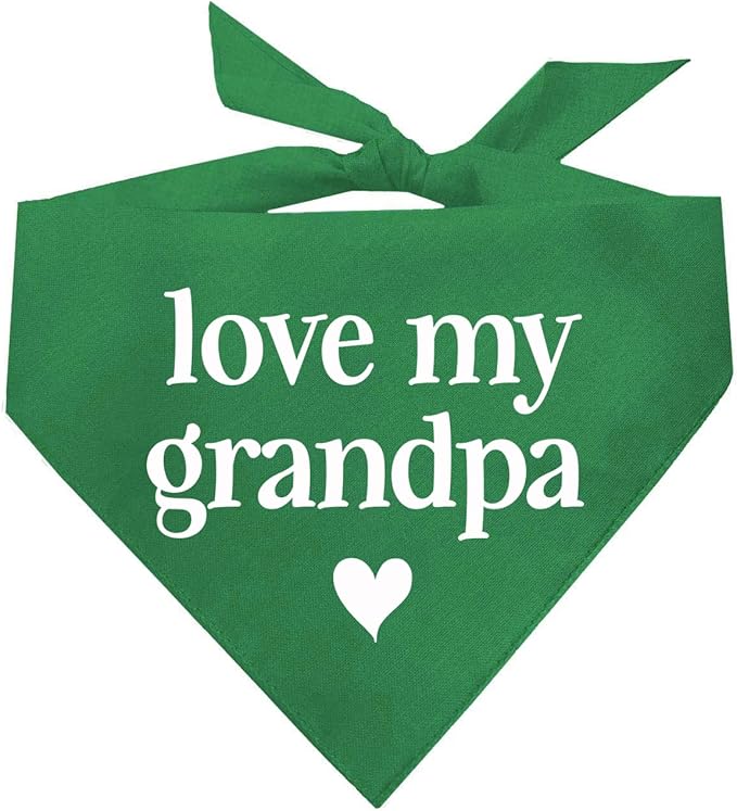 Love My Grandpa Father's Day, Valentine's Day Dog Bandana (426 Green, X-Small)