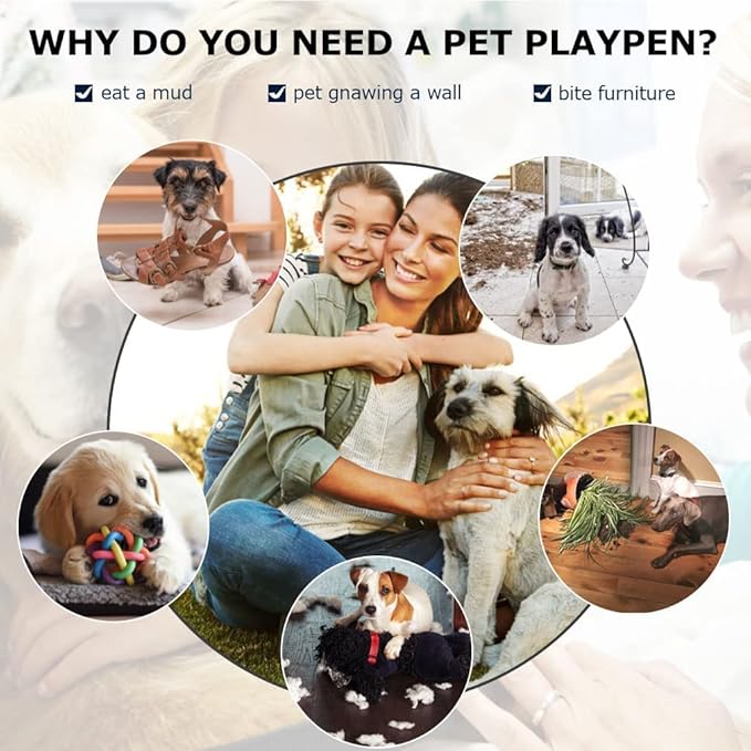 FDW Dog Crate Dog Cage Dog Kennel for Large Dogs Heavy Duty 42 Inches Pet Playpen for Training Indoor Outdoor with Plastic Tray Double Doors & Locks Design