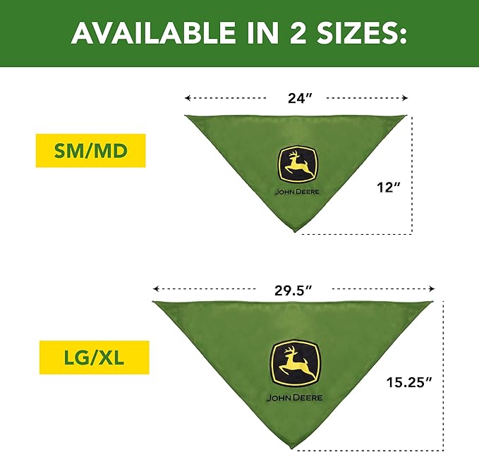 John Deere TIE Bandana for Dogs & Cats. Soft Mesh Adjustable & Stretchable Pet Bandana to Easily Tie Around Your Dog’s Neck for Easy Wear. for The John Deere Fans & Followers! Size: Large-Extra Large