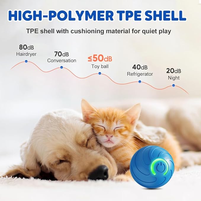 Interactive Dog Toys, 2025 Upgrade Vibrating Dogs Ball, Automatic Moving Dog Ball Rolling Balls, Pets Bouncing Rotating Balls Toys for Samll Dogs Cats (Blue-1pc)