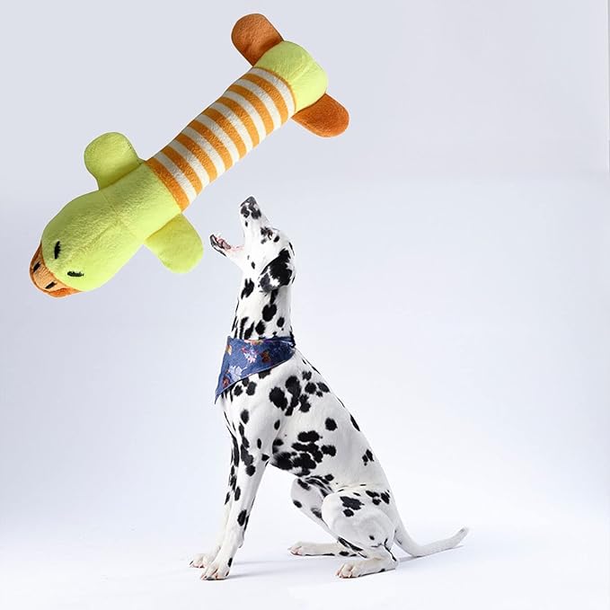 Zerodis Soft Stuffed Animal Shape Dog Chew Toy, Teeth Grinding Toy for Puppies and Cats, Fun Interactive Game (Duck)