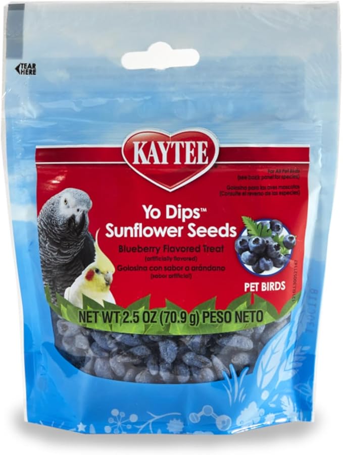 KayteeBlueberry Flavor Yo Dipped Sunflower Seeds for All Pet Birds 2.5 oz (Pack of 1)