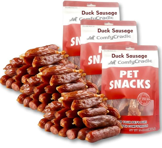 Real Duck Sausage Training Treats, Wholesome & Savory Rewards for Dogs (Duck,3 Pack x 14.11 Ounce(Pack of 3))