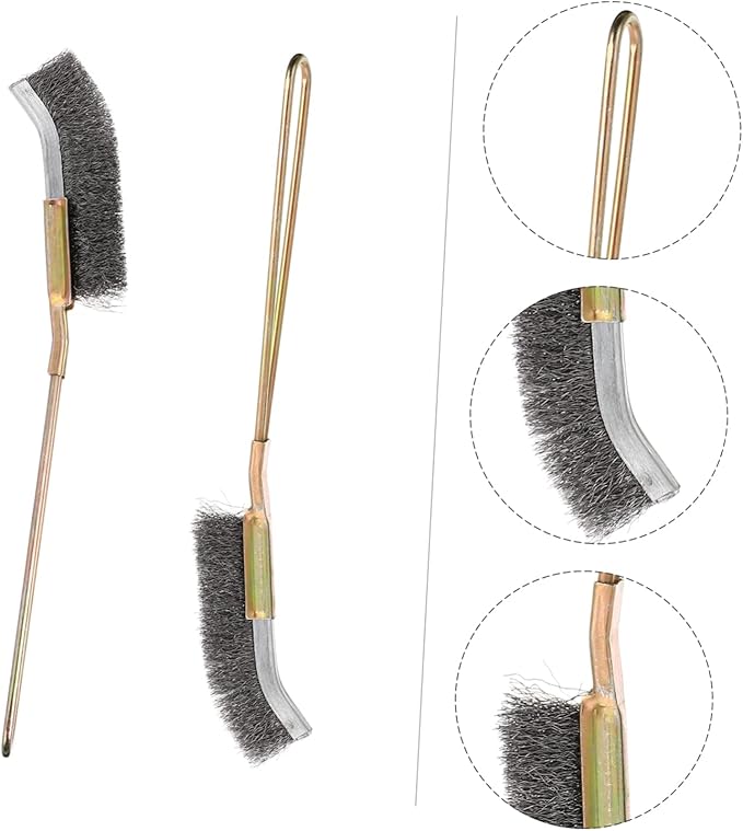POPETPOP 2pcs Bird Cage Cleaning Brush Wire and Copper Handle for Parrot Finch and Canaries for Daily Use Long Reach for Cage