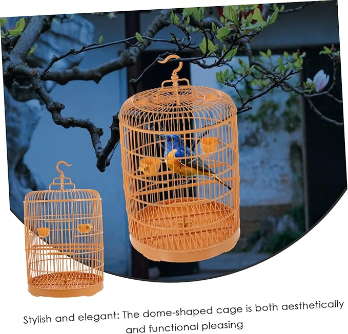 BESPORTBLE Hanging Bird Cage Plastic Round Design Durable and Spacious for Small Pets Parakeets and Decorative Use
