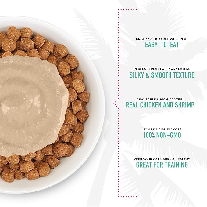 Tiki Cat Stix Mousse Treats, Single Serve Indulgent Lickable Treat or Dry Food Topper, Chicken and Shrimp in Creamy Gravy, 0.5 oz. Servings (72 Count)