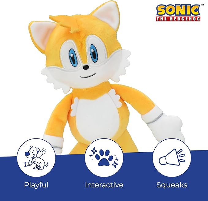 Multipet Sonic Tails Plush Dog Toy, 9-inch