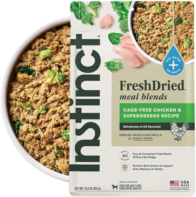 Instinct FreshDried Meal Blends, Freeze Dried Dog Food, Grain Free - Chicken & SuperGreens Blend, 23 oz. Bag