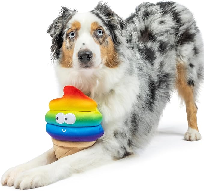 Huxley & Kent for Dogs | Fro-Yo Pride Cone (Small) | Funny Dog Toy | Power Plush Dog Toy with Squeaker | Dog Gift | Fun, Durable | H&K Squeaky Dog Toy