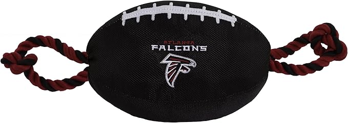 Pets First NFL Atlanta Falcons Football Dog Toy, Tough Quality Nylon Materials, Strong Pull Ropes, Inner Squeaker, NFL Team Color
