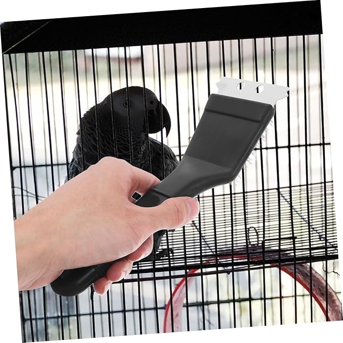 Handle Stainless Steel Bird Cage Cleaner Brush for Droppings Removal Multi-Function Tool for Parrot Cages and
