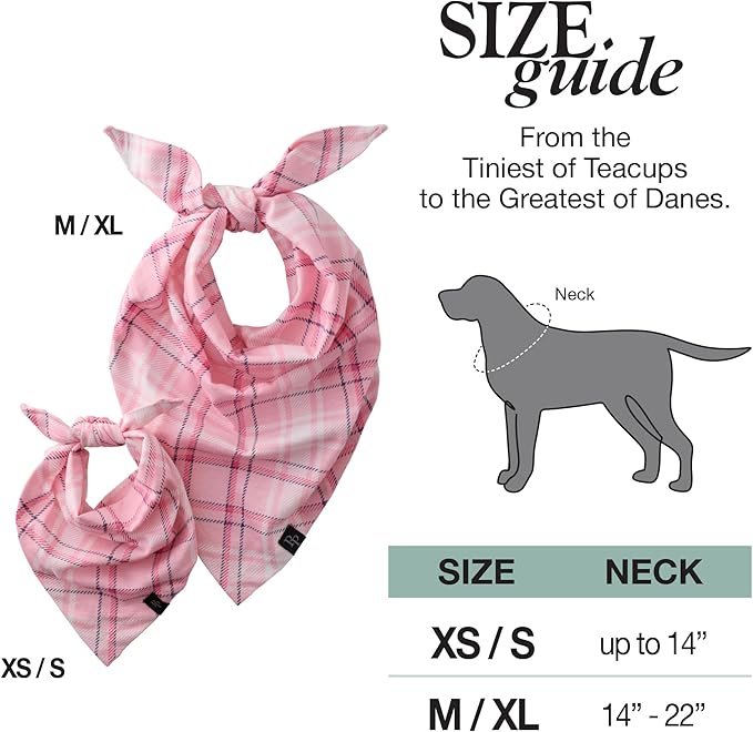 Pet Passion Bandit - THE PET Bandana 100% Organic Cotton Pet Bandanas Clothes for Small, Medium, Large Dogs, 3-Pack Pink Preppy Plaid, Medium/X-Large