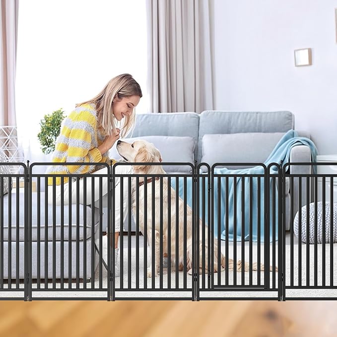 New Thickened Version Dog Playpen, 40 Inch Dog Fences for The Yard, Portable Outdoor Dog Playpen for Large/Medium/Small Dogs, Foldable Metal Dog playpen, with Doors (40 Panels, 40 Inch)