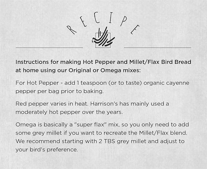 Harrison's Bird Foods Certified Organic NonGMO Omega Bird Bread Mix