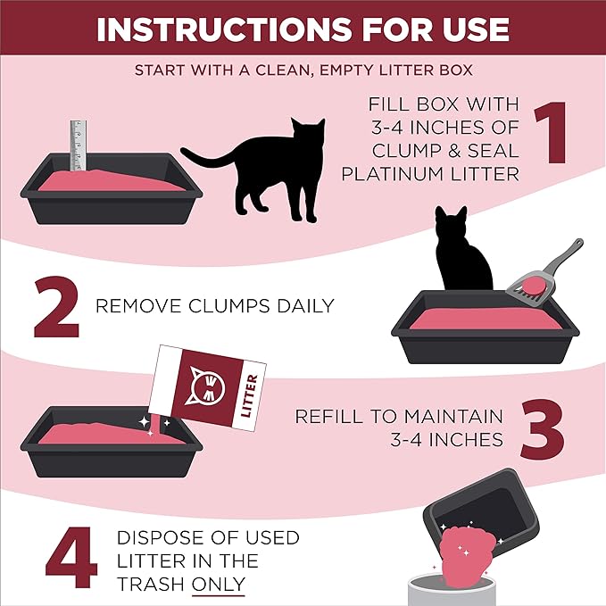 ARM & Hammer Clump & Seal Platinum Cat Litter, Multi-Cat Clumping Litter Forms Rock-Hard Clumps, Powerful Odor Eliminators with Baking Soda, 14-Day Odor Control, 18 lbs