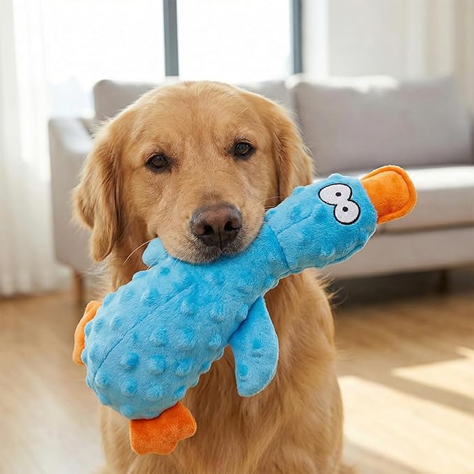 Calming Duck for Dogs, Interactive Squeaky Dog Chew Toy with Built-in Squeaker, Stuffed Duck Dog Squeaky Toy to Keep Them Busy for Small, Medium & Large Dogs Cats