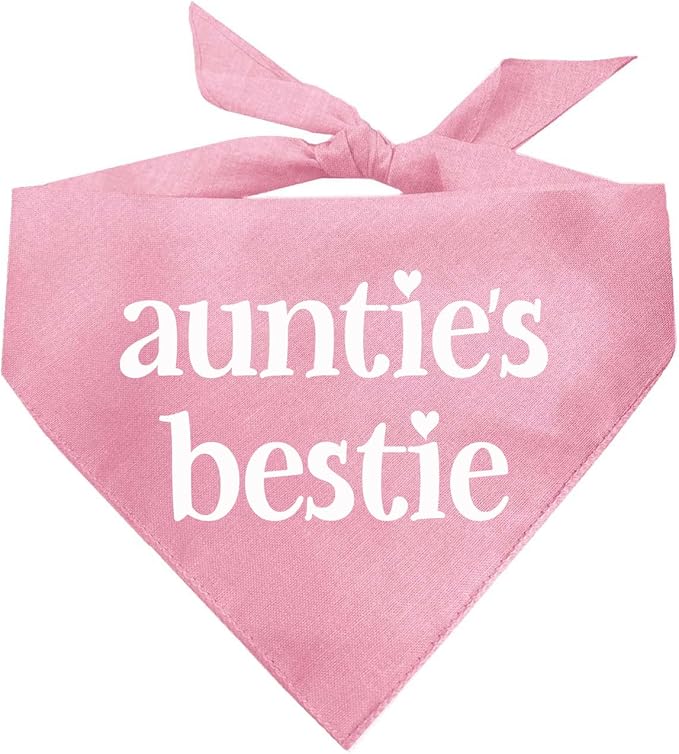 Auntie's Bestie Aunt, Valentine's Day, Mother's Day Dog Bandana (Baby Pink, OS 401)