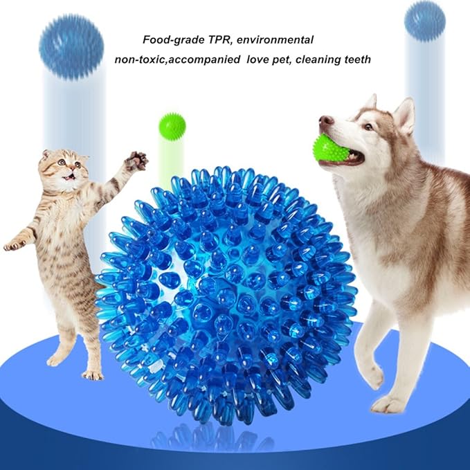 3 Pcs Pet Squeaky Chewing Balls Puppy Chew Toys Soft Stab Balls Cleaning Teeth Toys Play Balls with High Bounce for Large Medium Small Pet Dog Cat