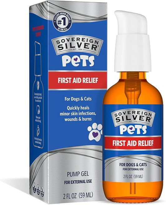 Sovereign Silver Pets First Aid Gel - Topical Skin Care Gel for Dogs and Cats with Pump, Argentum Metallicum - 2 fl oz (59mL)