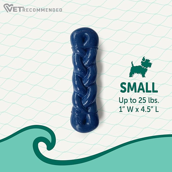 Nylabone Love Our Oceans Infinity Braid Bone Power Chew Toy for Dogs, Recycled & Sustainable Dog Chew Bones, Made in USA, Bully Stick Flavor, Small Dog Toys - Up to 25lbs, 1 Count