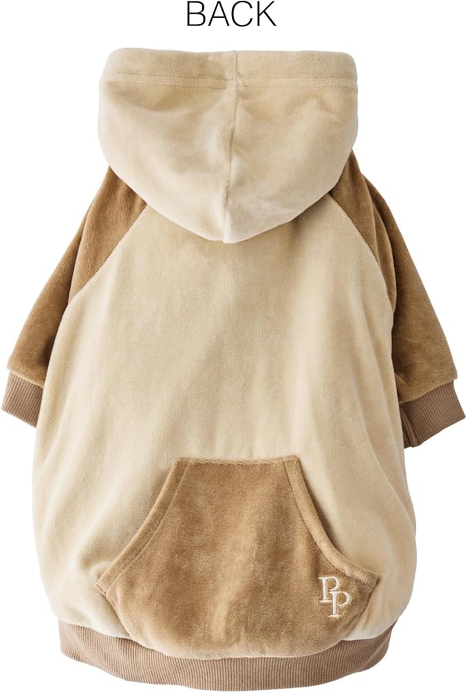 Pet Passion Cooper II Organic Cotton Velour Dog Hoodie Pet Coat for Small, Medium and Large Dogs, Coffee Color Block, XX-Large (70-110 lbs)