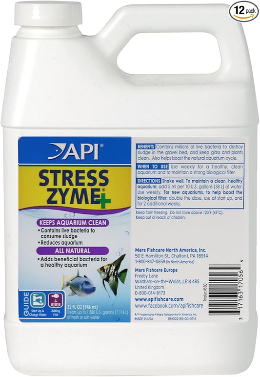 API STRESS ZYME Freshwater and Saltwater Aquarium Cleaning Solution 32-Ounce Bottle