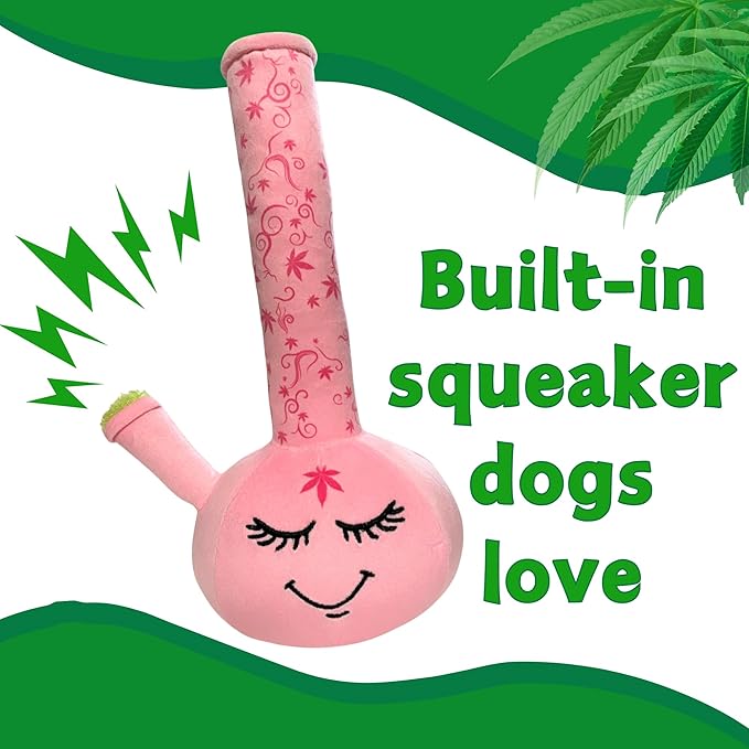 My Name is Harmony Bong, Funny Squeaky Weed Dog Toy, Cute Stuffed Parody Pot Bong, Cool Plush 420 Novelty Gift for Pets, Sized for Puppies & Small, Medium & Large Breeds, Fetch & a Photo Prop