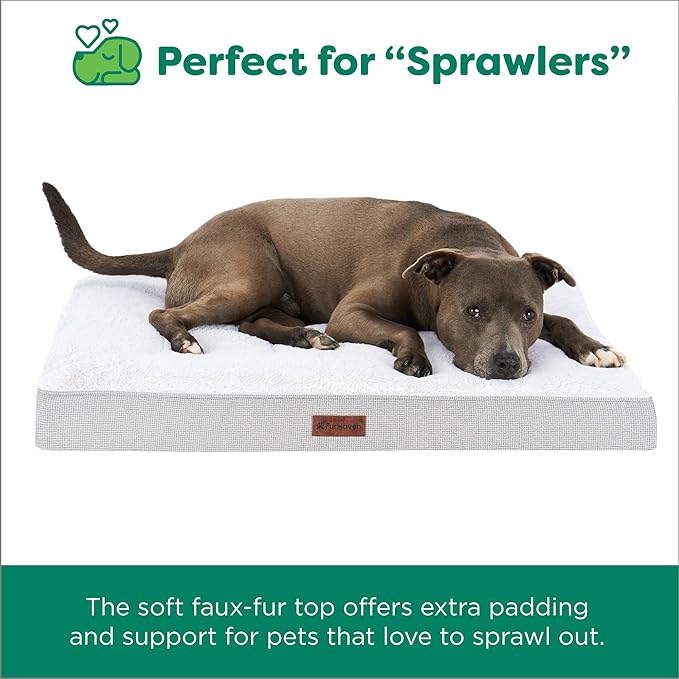 Furhaven Cooling Gel Dog Bed – Classic Cushion with Plush Tufted Top, Supportive Foam Mattress, Removable Washable Cover, Joint Relief - Gray, Medium