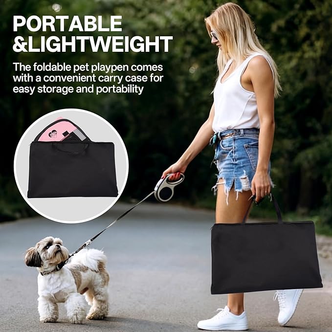 Dog Cat Playpen,Portable Foldable Tent-Outdoor Pet Crate Cage for Small Dogs,Travel Camping Use for Small Animals with Carrying Case,Indoor Enclosure for Puppy/Cats/Rabbits(Pink, S)