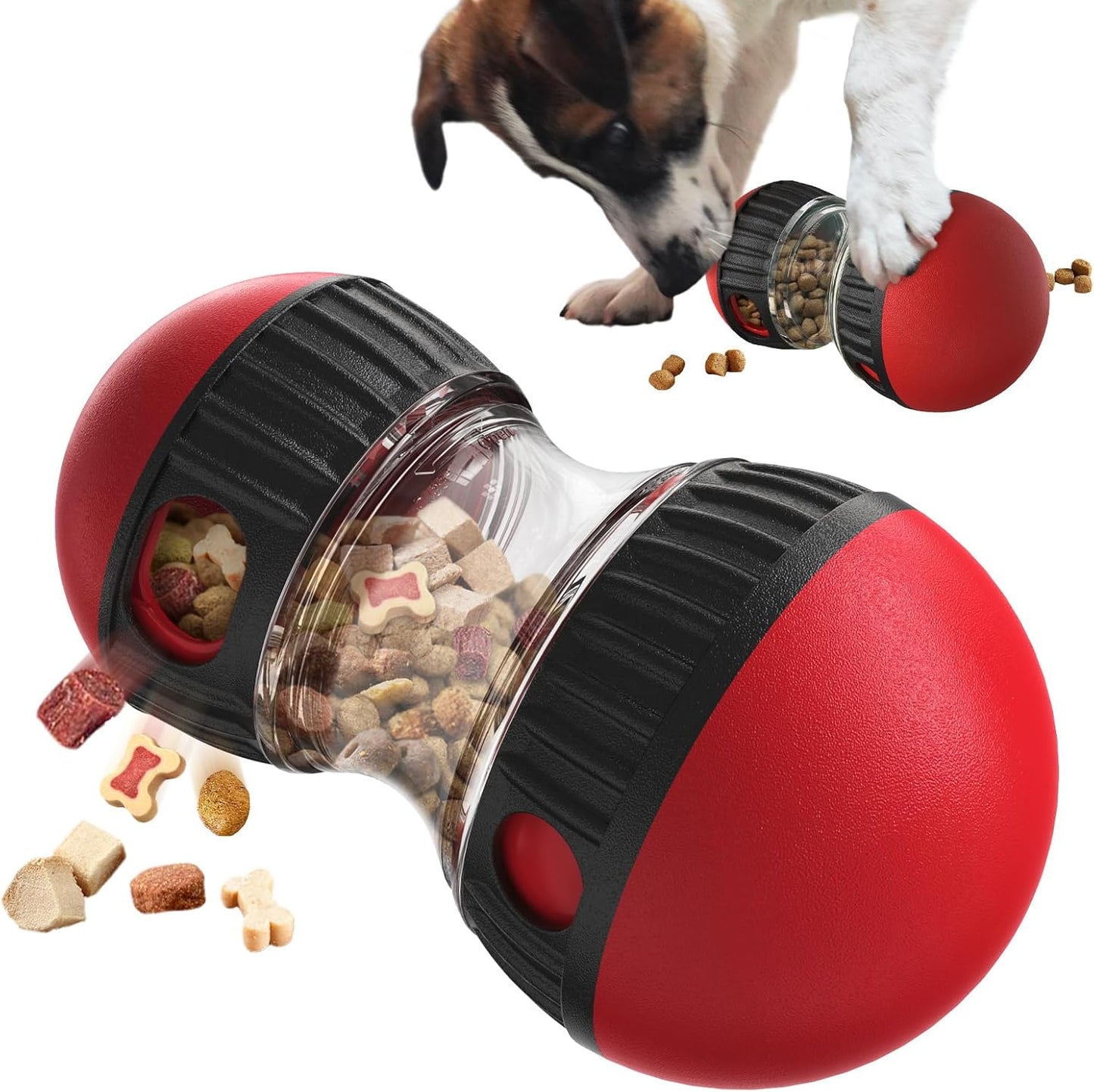 Dog Food Puzzle Toy Adjustable Treat Dispensing Food Dispenser Slow Feeder Bowls Puppy Enrichment Toy Ball Dog Interactive Chase Training Toys for Small Medium Large Dogs