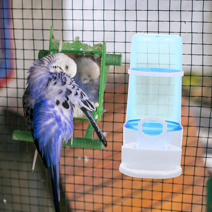 2pcs Automatic Bird and Hamster Food Dispenser Water Feeder, Plastic Cage Accessory for Parrots, Parakeets, and Small Pets, Blue, Suitable for Large Bird Cages