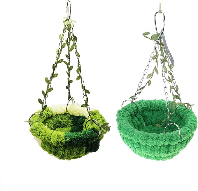 Parrots Hanging Hammock for Winter Plush Warm House Bird Cage Nest Small Pet -Mounted House Accessories Hammock for Small Birds