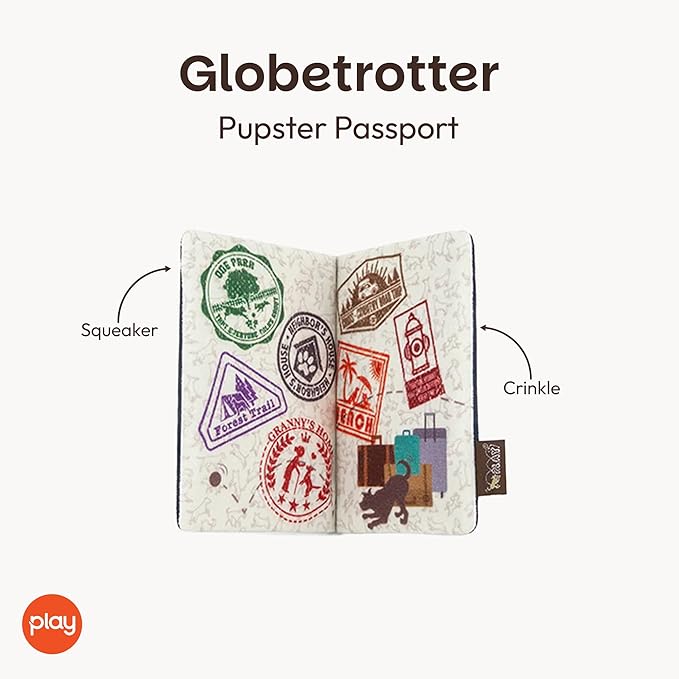 P.L.A.Y. PY7048ESF Plush Toy for Dogs and Cats Passport