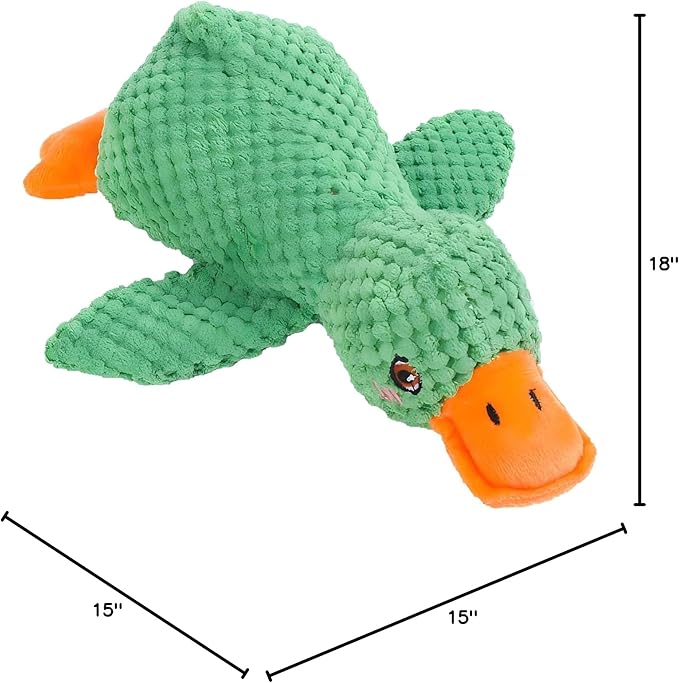 Squeaky Duck Dog Toys Pet Comfort Toy with Quack-Quack Accompany to Sleep Stuffed Toy for Small Dogs and Cats (Green, Small Size)