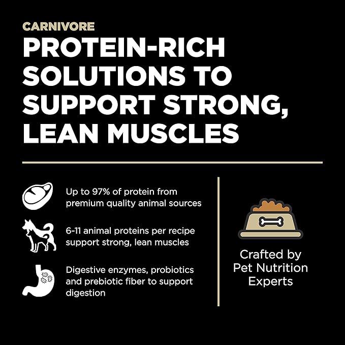 Go! Solutions Carnivore Lamb + Wild Boar Grain-Free Dry Dog Food, Our Highest-Protein Kibble Made with Real Meat, Pumpkin & Probiotics for Good Digestion, for Puppies, Adults & Seniors, 3.5 lb Bag
