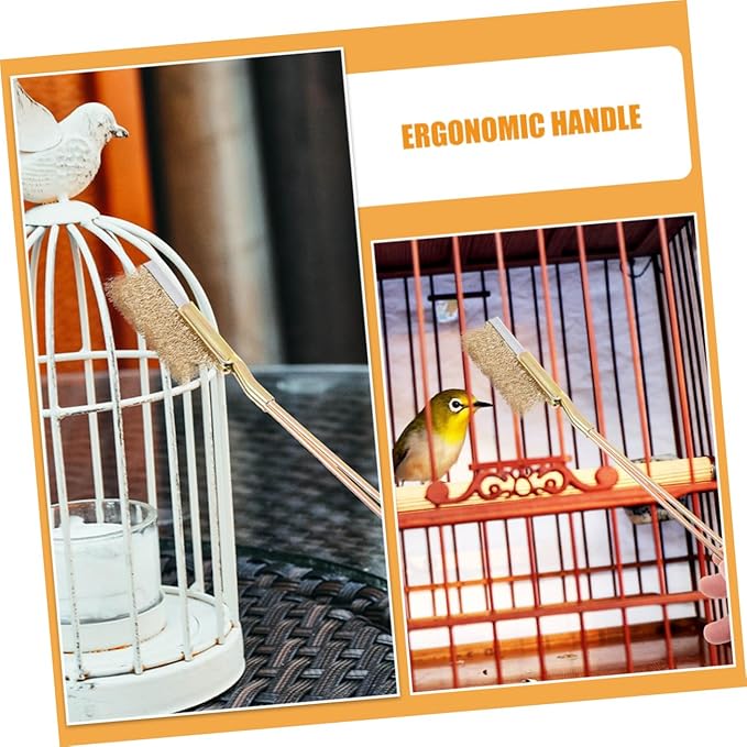 MERRYHAPY 1set Professional Bird Cage Brush with Handle Steel and Dense Bristles for Thorough Cleaning of Cages Trays Rungs and Accessories for Animals