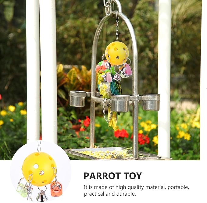 LIOOBO Parrot Hanging Bell Ball with Colorful Plastic Bell Interactive Chew for Bird Cages Suitable for Parrots and Small Birds Pet Cage Hanging and Exercise