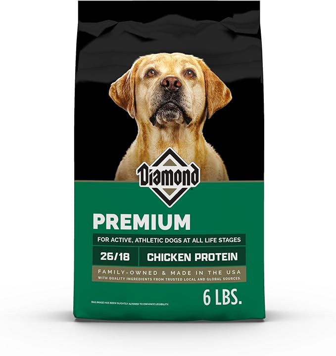 Diamond Premium All Life Stages Dry Dog Food 26/18 for Active, Athletic & Sporting Dogs 6lb Bag