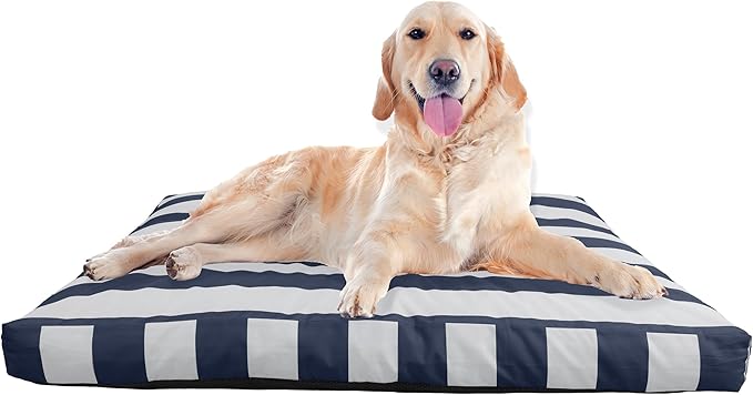 Dog Bed - Indoor/Outdoor Pet Bed with Removable Washable Cover and Non-Slip Bottom - 44in Large Pet Mat for Dogs up to 90lbs - Water-Resistant Dog Mat by PETMAKER (Navy)
