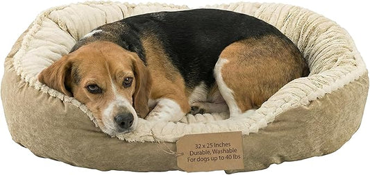 SPOT Sleep Zone Faux Suede Carved Plush Lounger, Cuddler, Napper Dog Bed - Fabric Bottom - 32 x 25 Inches, Durable, Comfortable, Washable for Dogs up to 40 lbs